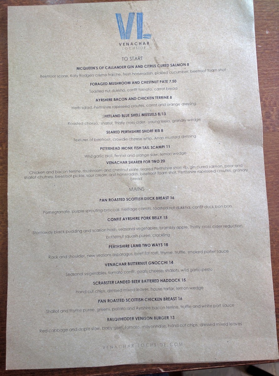 Menu Venachar Lochside Luxury Scottish Wedding Venue-6